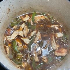 A picture of Chicken pepper steak.