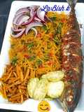 Abacha with grilled fish
