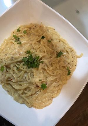 A picture of Cheesy Spaghetti.