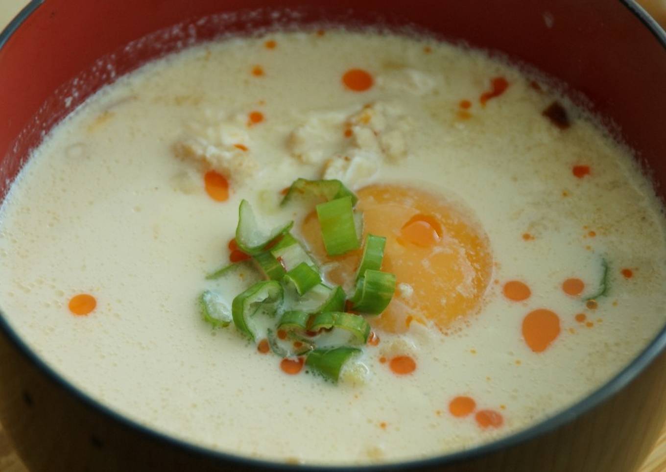 Chicken and Soy Milk Soup (or Ramen Noodles)