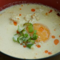 A picture of Chicken and Soy Milk Soup (or Ramen Noodles).