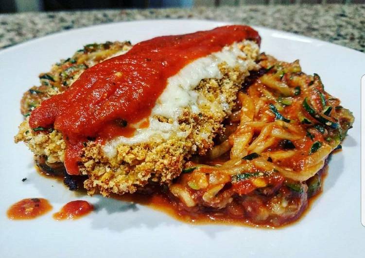 Recipe of Ultimate Chicken Parmesan with Zucchini Spaghetti (Low-Carb)