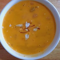 A picture of Carrot Kheer (A dessert with carrot,milk and sugar).