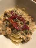 Chicken With Wild Mushrooms in Cream Sauce Finished With Parmesan / Serrano Ham