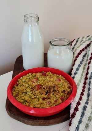 Una foto de "Leche" o bebida de arroz yamaní + tortilla de arvejas 🍚 🌱 2 X 1 en recetas de aprovechamiento