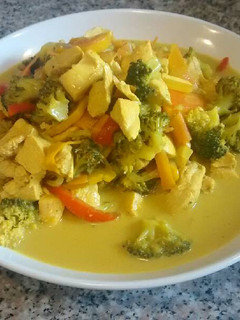 Una foto de Vegetales al curry con leche de coco