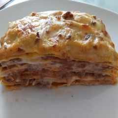 A picture of Lasagne with porcini mushrooms.