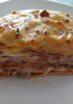 A picture of Lasagne with porcini mushrooms.