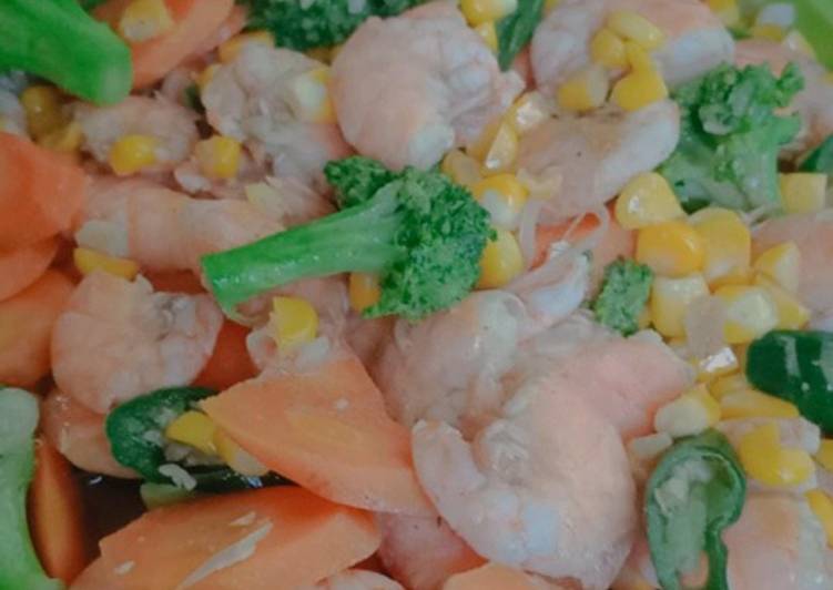 Resep Udang Brokoli Jagung saos tiram yang praktis