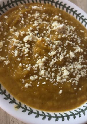 A picture of Roasted Pumpkin and Carrot Soup.