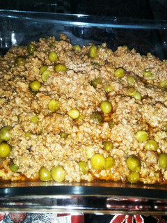 A picture of Beef minced with peas.
