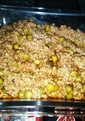A picture of Beef minced with peas.