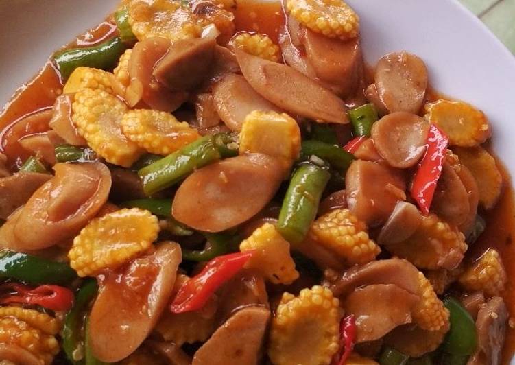 Resep Tumis pedas sosis buncis jagung Lezat