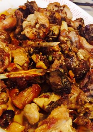 Una foto de Conejo de campo frito con Ajos