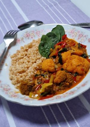 Paradicsomos, tejszínes zöldségragu (vegán) recept fotója