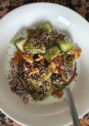 Una foto de Yogurt con fruta