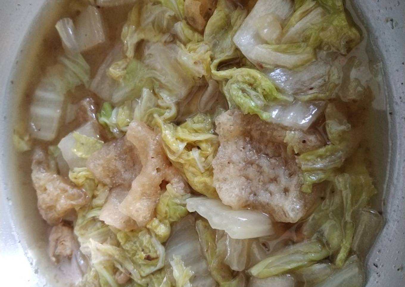 Cah Sawi Putih Ebi & Kerupuk Kulit Babi/Sapi