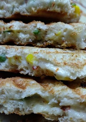 A picture of Corn Capsicum Sandwich.