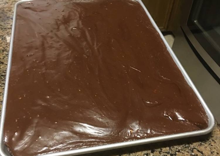 Recipe: Delicious Chocolate Sheet Cake (Pappaw's)