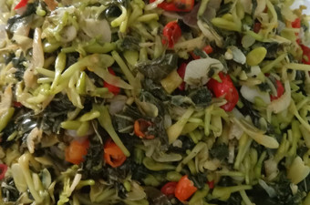 Resep Tumis daun singkong bunga pepaya Anti Gagal