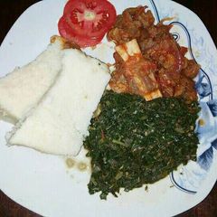 A picture of Wet Fry Beef, Ugali and Sauted Kales.