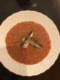 Risotto gustoso alle fragole con sardine di Alicante (senza burro)