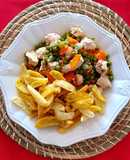 Pollo Arvejado con papitas fritas