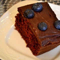 A picture of Chocolate Blueberry slab cake.