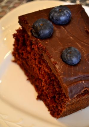 A picture of Chocolate Blueberry slab cake.