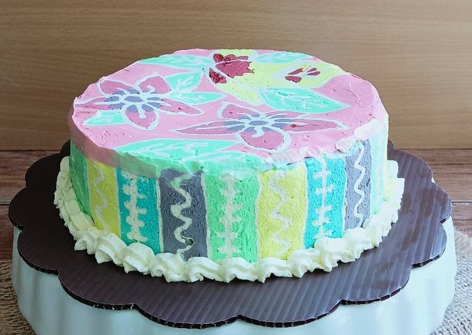 Resep Pandan Keju Cake Motif Batik (Buttercream transfer) oleh DKitchen