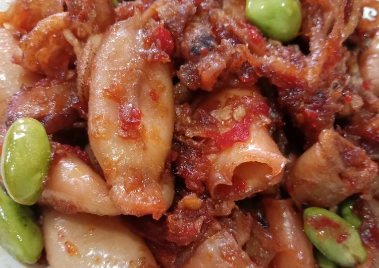 Cara Gampang Membuat Sambel Cumi Pete Asin (Cumi Kering Petai), Menggugah Selera