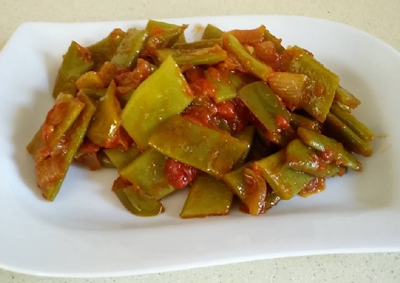 Sofrito de judías verdes con tomate