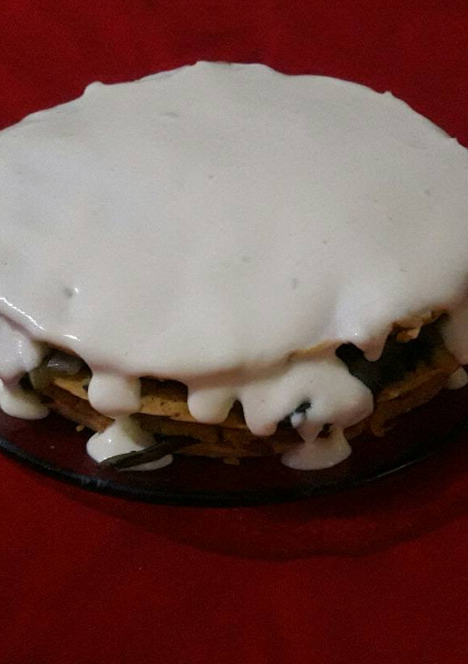 Una foto de Torre lasagna de verduras con panqueques originales