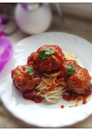 Hình của món Mỳ Pasta Thịt Viên 🍝.