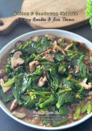 Gambar Kailan & Cendawan Shitake Crispy Garlic Sos Tiram