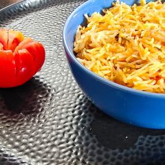 A picture of Tomato Rice/Thakkali Sadam.