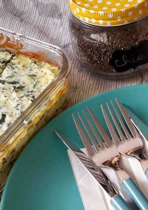 Una foto de Pudín de queso ricota light espinaca y chía