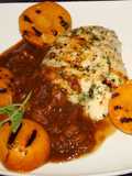 Grilled chicken breast with balsamic apricot sauce