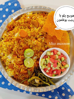 عکسی از دستور هویج پلو با گوشت بوقلمون