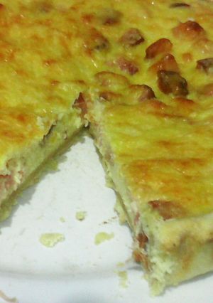 Una foto de Tarta de panceta y queso con Masa de avena fácil