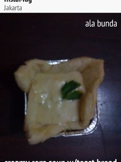 Foto resep Creamy corn soup w/ toast bread