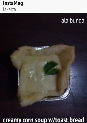 Foto resep Creamy corn soup w/ toast bread