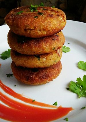 A picture of Leftover ka makeover Veg pulao cutlus/kabab.