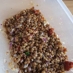 A picture of Vegan Ethiopian Azifa (Italian Remix) - Tangy Lentil Salad.
