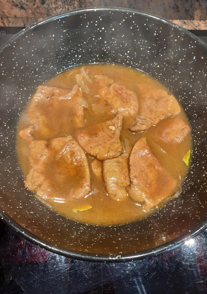 Una foto de Hígado ternera encebollado