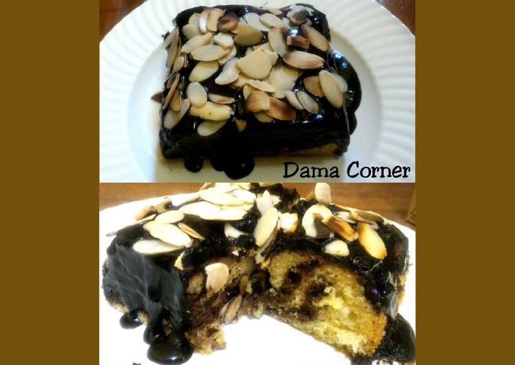 Marble Cake with choco glaze. Ekonomis & Anti gagal