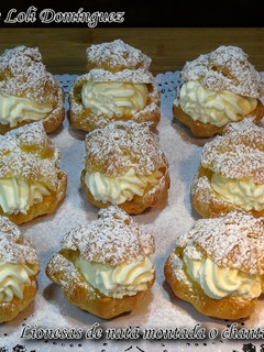 Una foto de Lionesas de nata montada o chantilly (Pastelillos de pasta Choux)