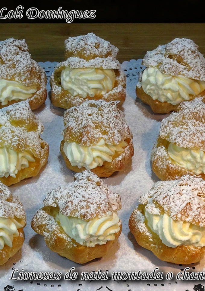 Una foto de Lionesas de nata montada o chantilly (Pastelillos de pasta Choux)