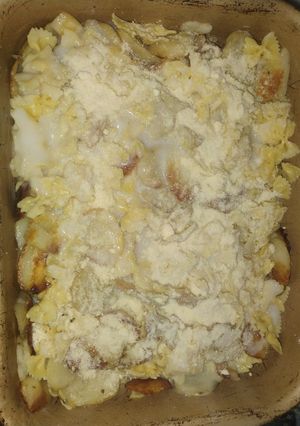 Una foto de Papas y fideos a la crema