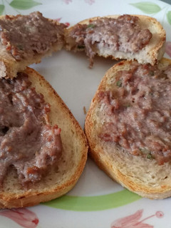 A picture of Sausage and sage bruschette.